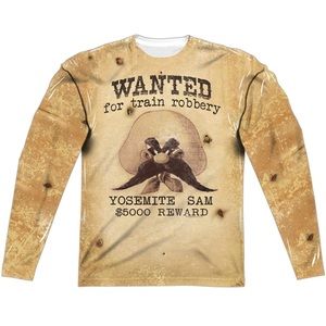 NWOT Yosemite Sam All-Over Sports Fabric Long-Sleeve T-Shirt